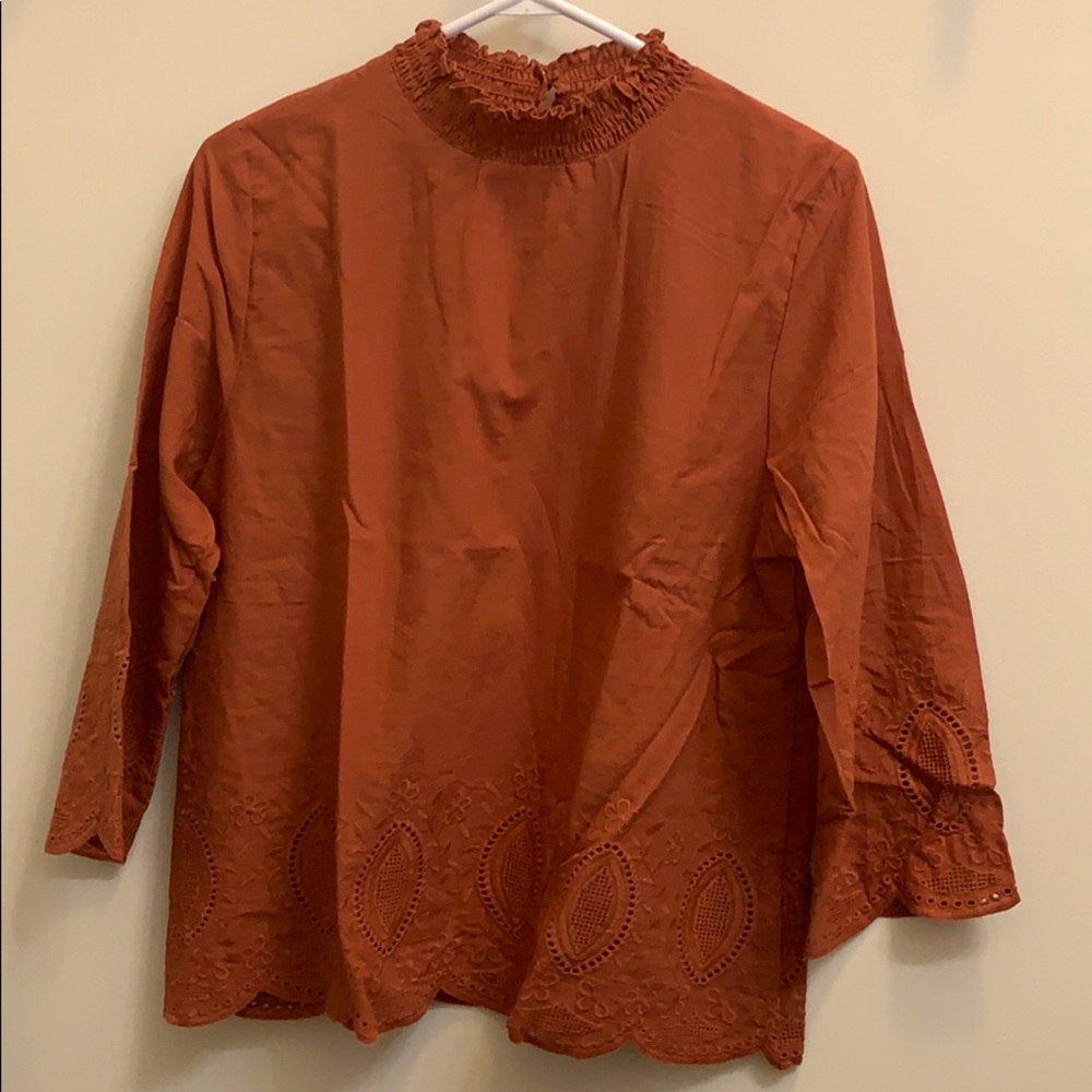 NWT Roolee rust/firebrick 3/4 sleeve top